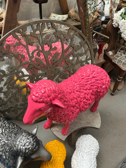Pink Resin Sheep – Large Statement Animal Ornament