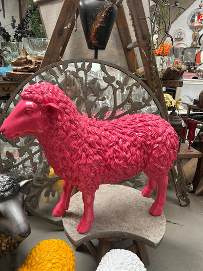 Pink Resin Sheep – Large Statement Animal Ornament