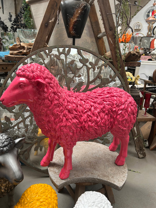 Pink Resin Sheep – Large Statement Animal Ornament