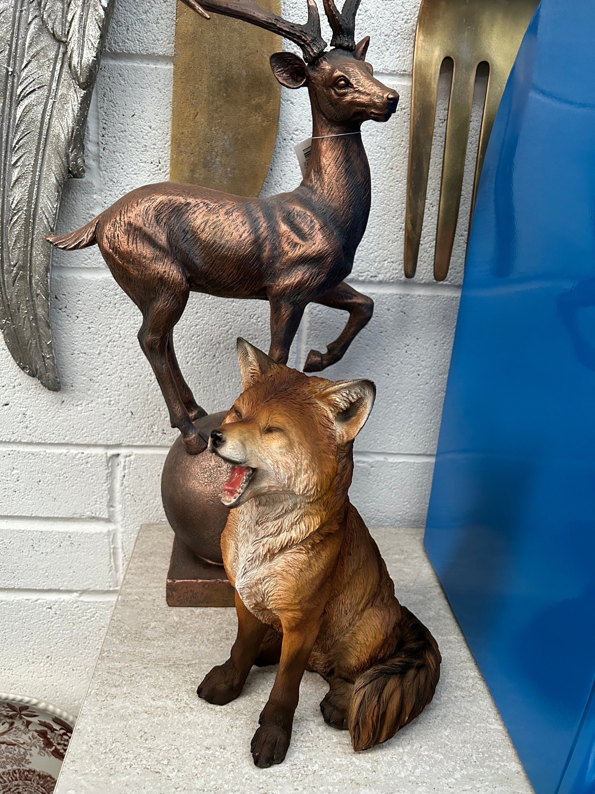 Stunning Life-Like Fox Sculpture - Resin Fox Ornament | Sign of the times Stoke