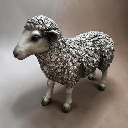 Silver/Grey Resin Sheep – Large Decorative Animal Sculpture | Sign of the times Stoke