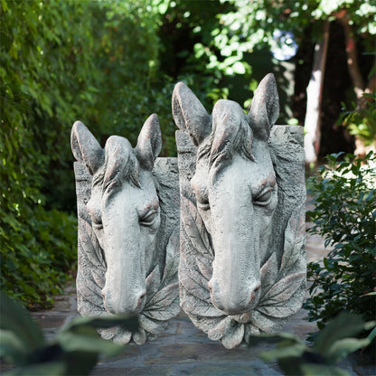 Wall-Mounted Stone-Look Horse Head - Elegant Horse Sculpture for Home Décor