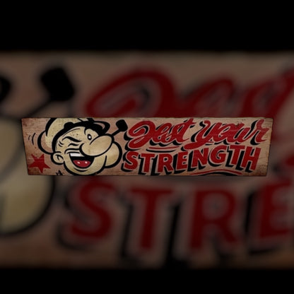 Popeye "Strength Test" Wooden Wall Sign – Nostalgic Fairground-Inspired Decor