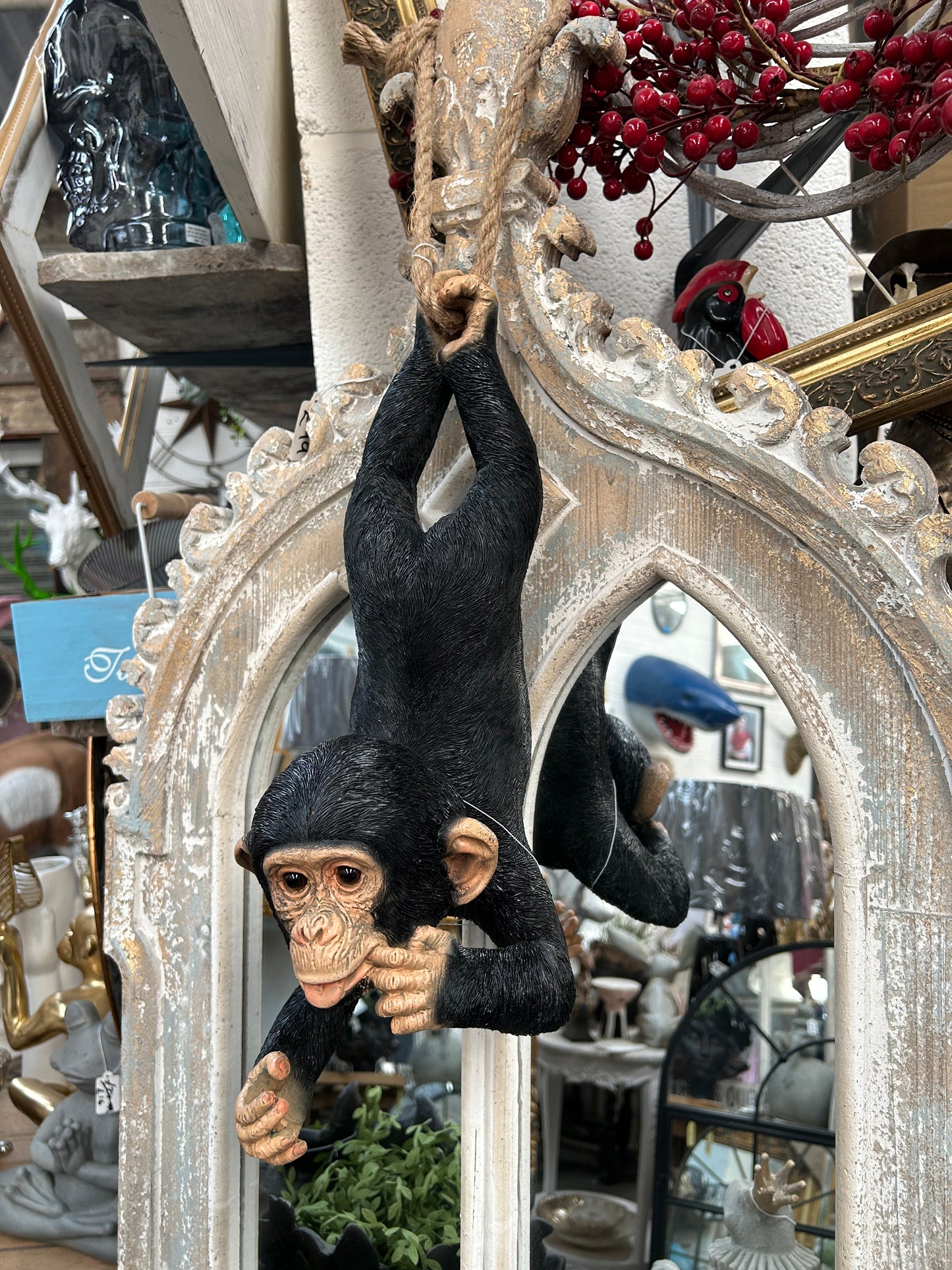 Hanging Monkey on Rope - Cute Resin Monkey Figurine | Sign of the times Stoke