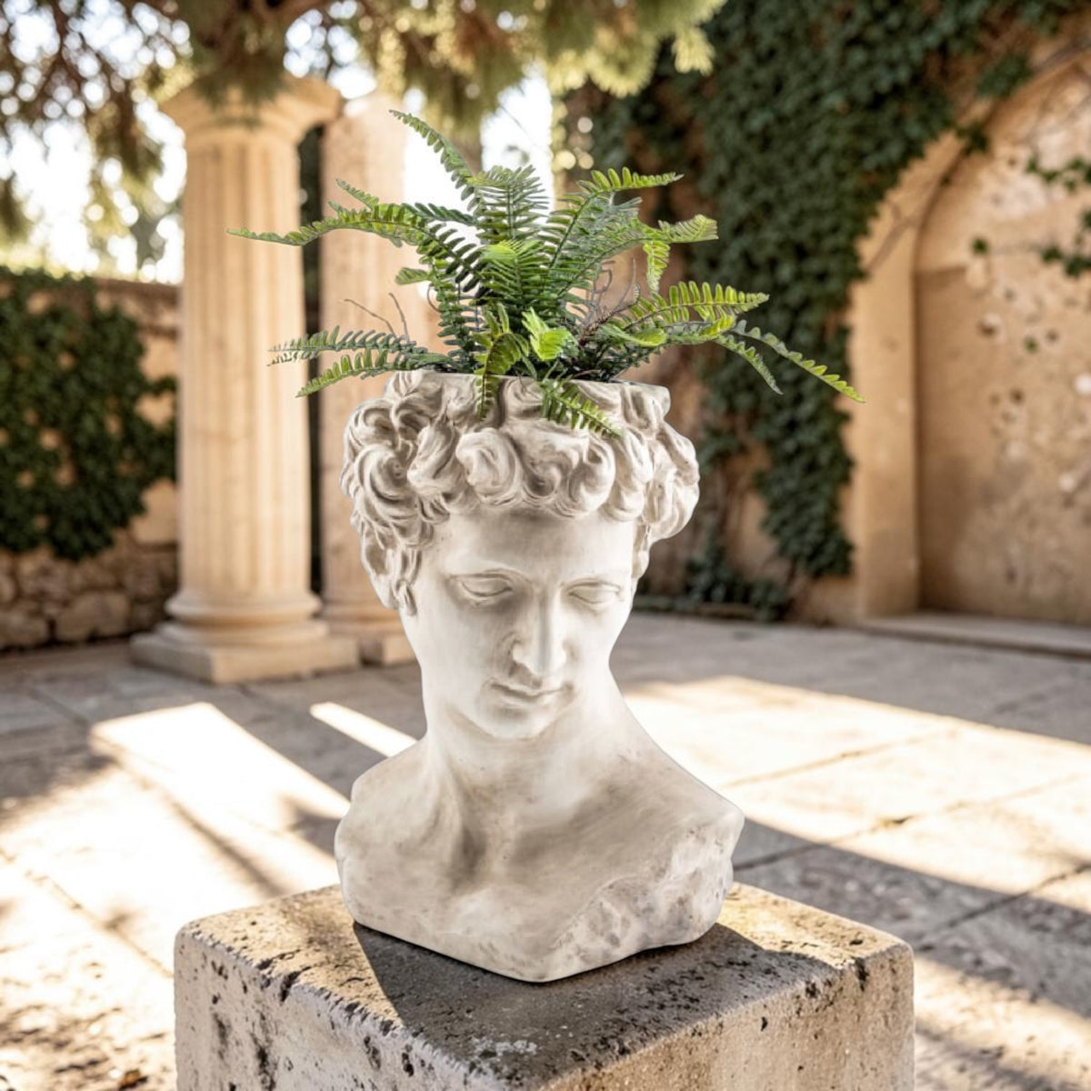 Stone Effect David Bust Flower Pot – Classical Planter | Sign of the times Stoke