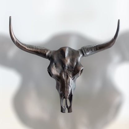 Antique Bronze Bull Wall Skull – Stunning Aluminium Sculpture with Shine Effect