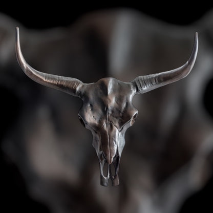 Antique Bronze Bull Wall Skull – Stunning Aluminium Sculpture with Shine Effect