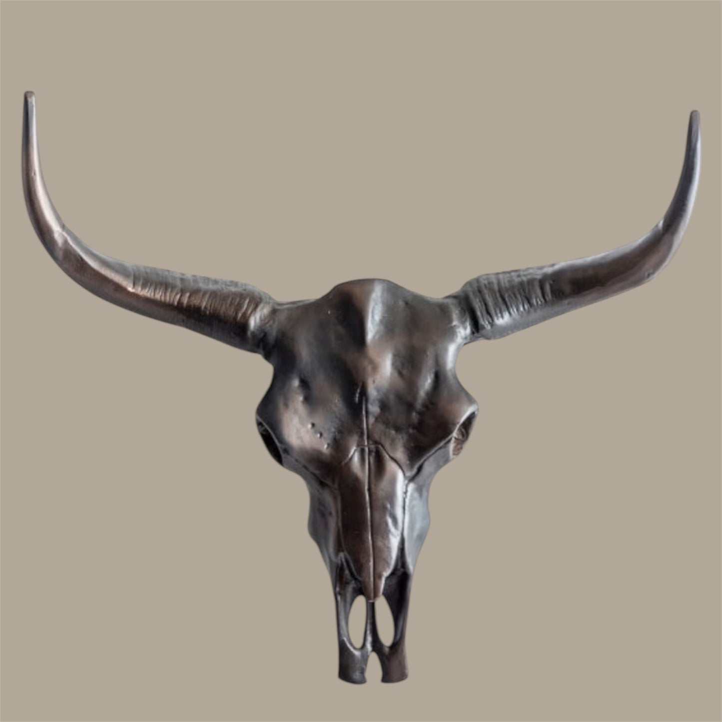 Antique Bronze Bull Wall Skull – Stunning Aluminium Sculpture with Shine Effect
