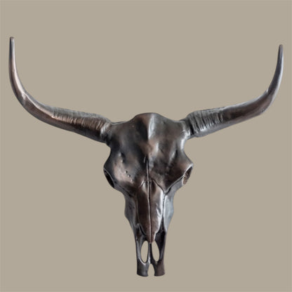 Antique Bronze Bull Wall Skull – Stunning Aluminium Sculpture with Shine Effect