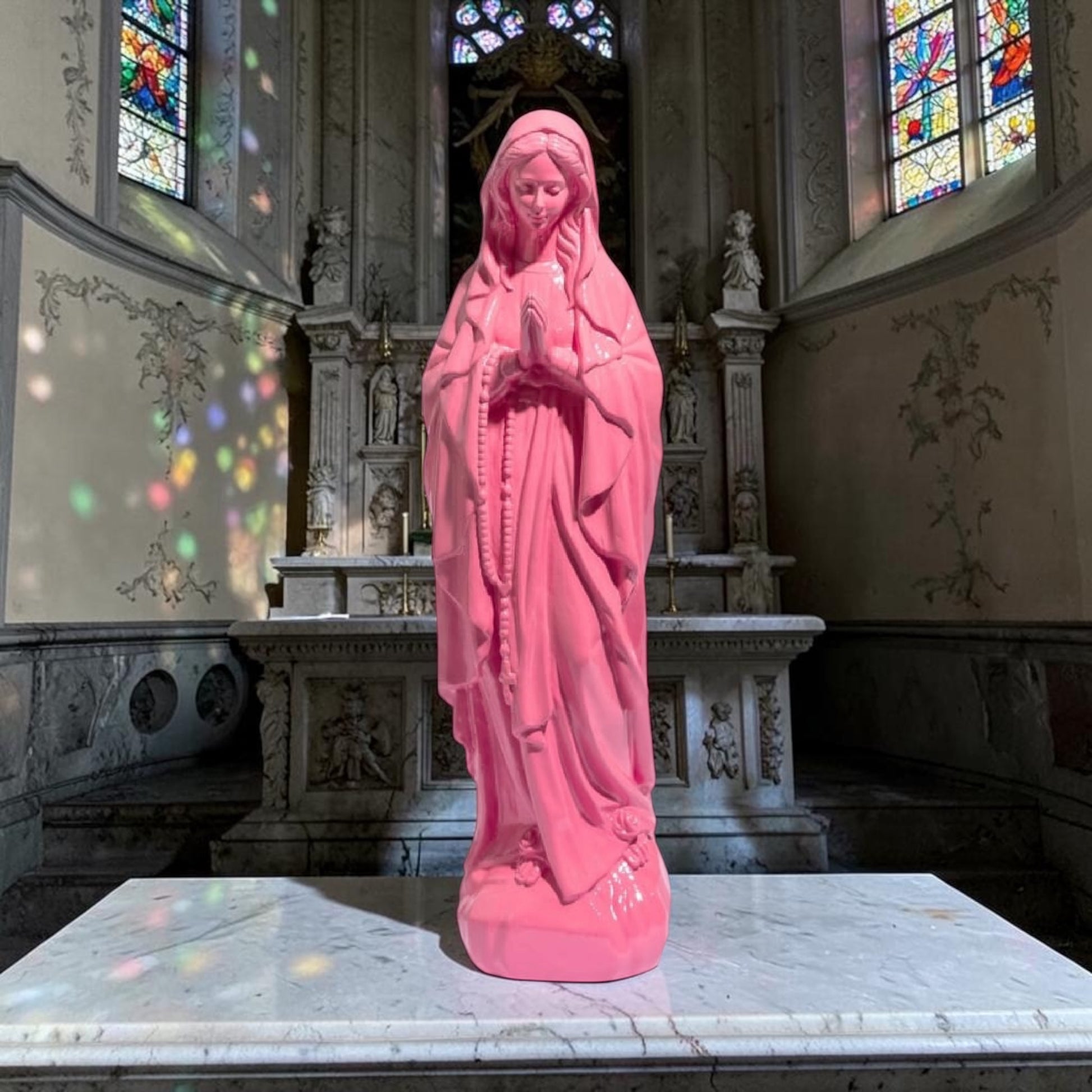 Pink Praying Maria Figure — heavenly style with a pop of pink | Sign of the times Stoke
