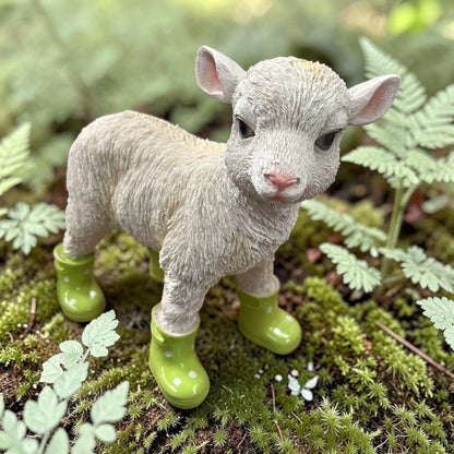 Lamb with Green Wellies – Adorable Resin Farm Animal Ornament | Sign of the times Stoke