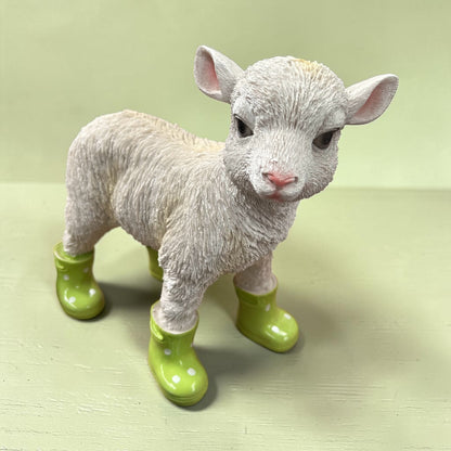 Lamb with Green Wellies – Adorable Resin Farm Animal Ornament | Sign of the times Stoke