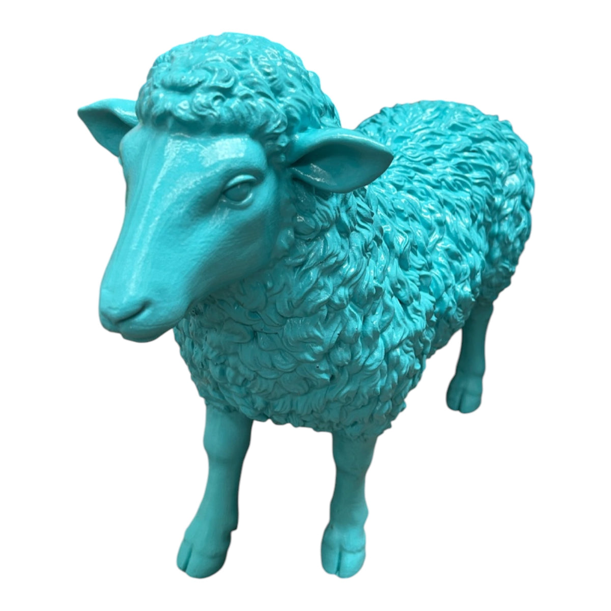 Turquoise Resin Lamb Sculpture – Indoor & Outdoor Sheep Garden Ornament | Sign of the times Stoke