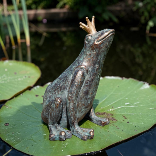 Prince Frog Sculpture - Charming Resin Frog for Indoor or Outdoor Decor