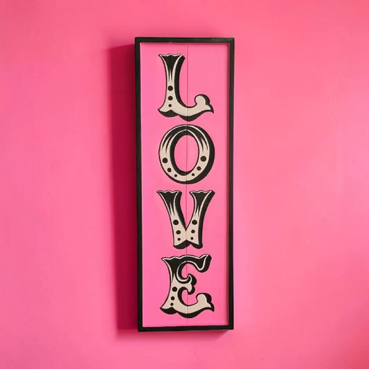 Neon Pink "LOVE" Sign - MDF Wall Art