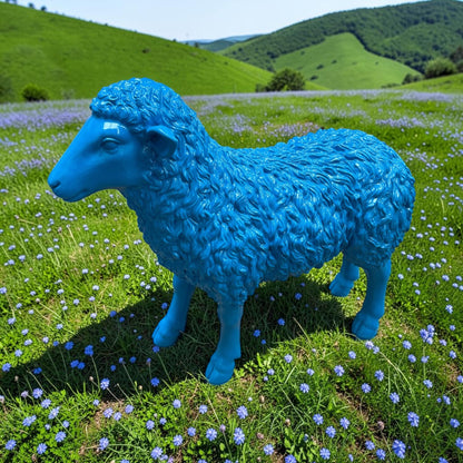 Blue Resin Sheep Sculpture – Large Indoor & Outdoor Animal Ornament | Sign of the times Stoke