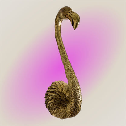 Gold Flamingo Wall Head – Elegant Animal Wall Decor