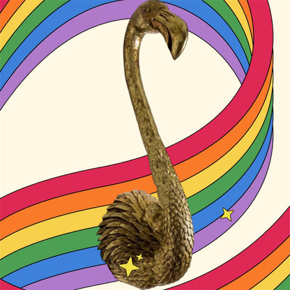 Gold Flamingo Wall Head – Elegant Animal Wall Decor