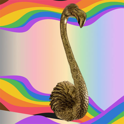 Gold Flamingo Wall Head – Elegant Animal Wall Decor