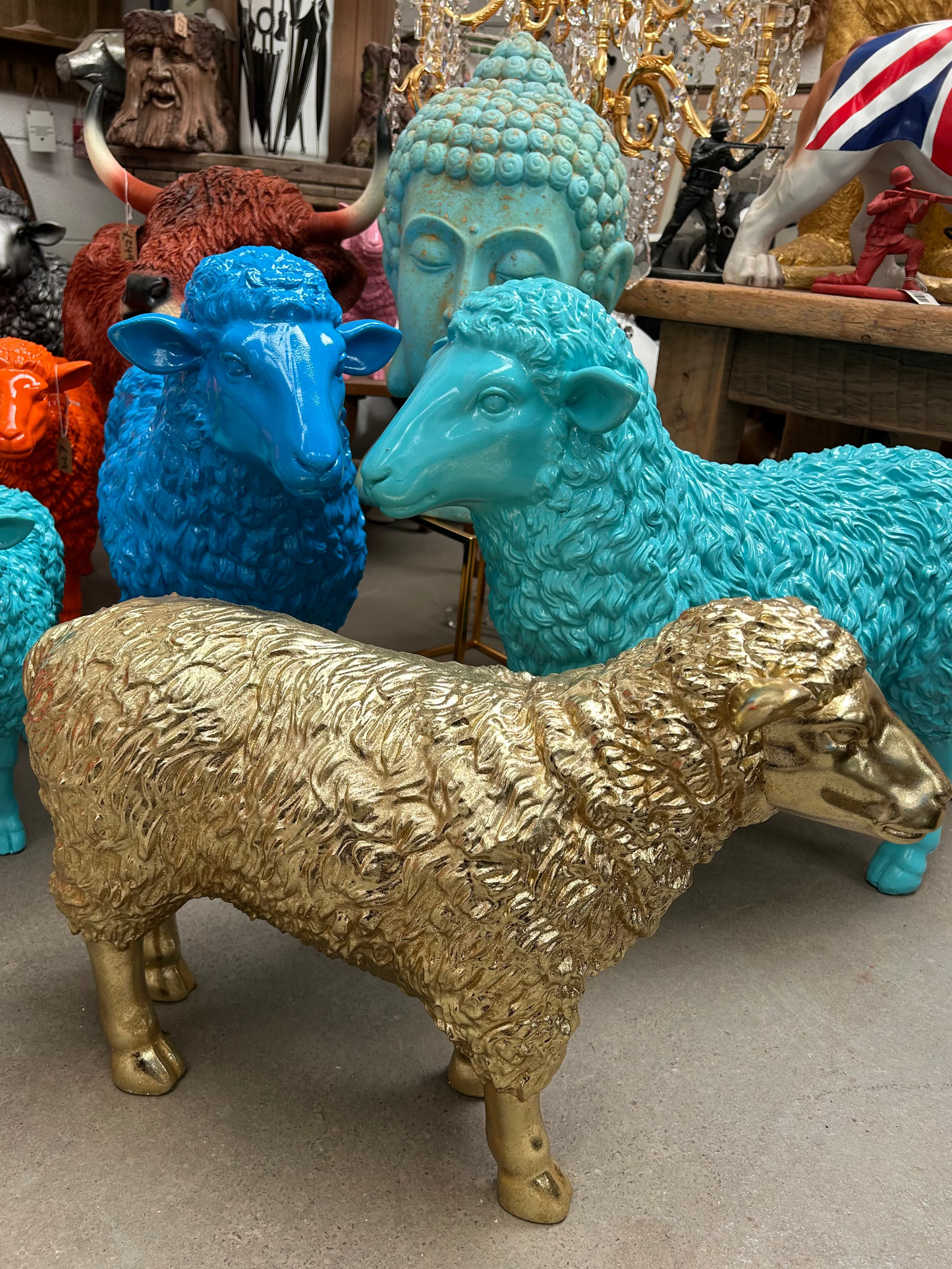 Medium Gold Sheep Figure – Decorative Statement Animal Ornament