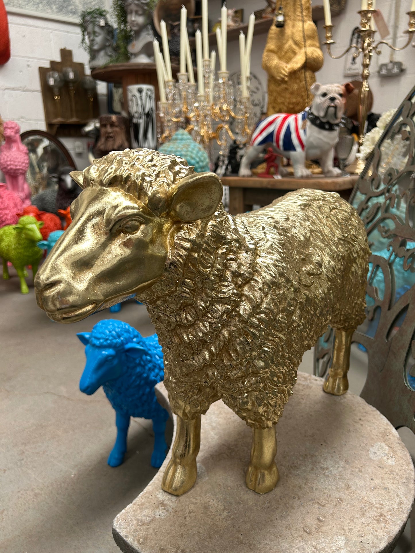 Medium Gold Sheep Figure – Decorative Statement Animal Ornament