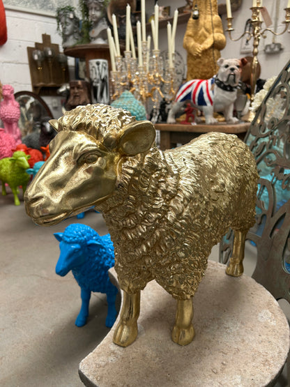 Medium Gold Sheep Figure – Decorative Statement Animal Ornament