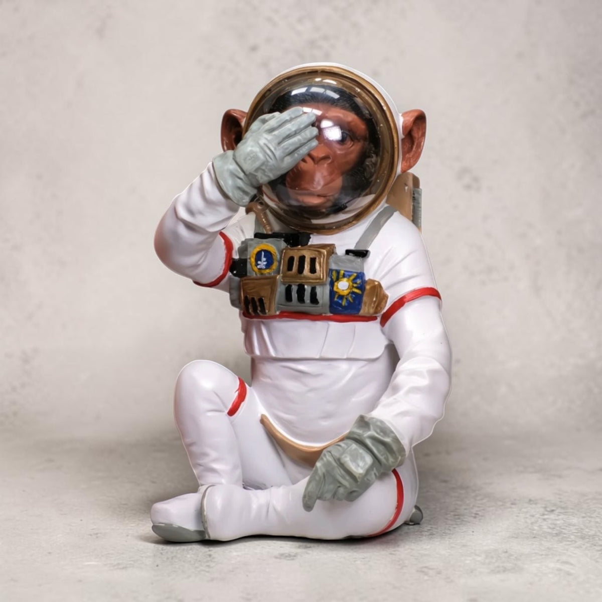 Monkey Astronaut "Speak No Evil" - Quirky Resin Sculpture