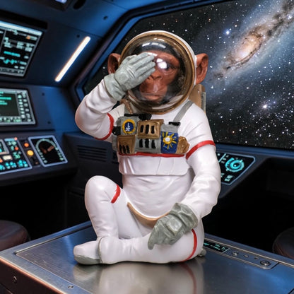 Monkey Astronaut "Speak No Evil" - Quirky Resin Sculpture