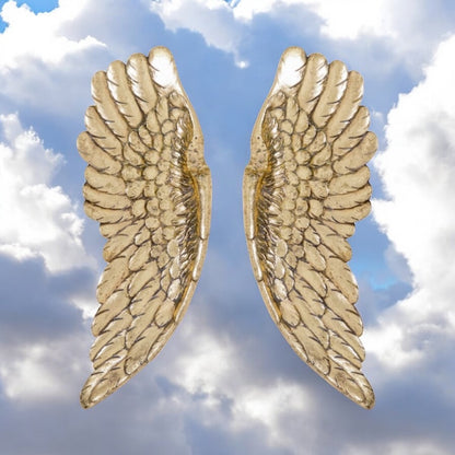 Gold Angel Wings - Elegant Wall Decor with Glitter Finish