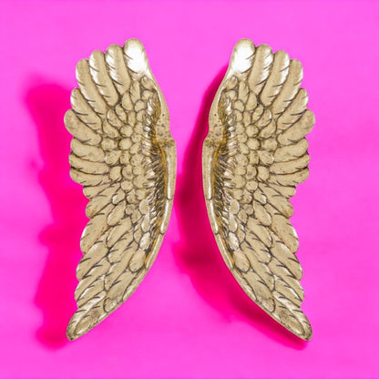 Gold Angel Wings - Elegant Wall Decor with Glitter Finish