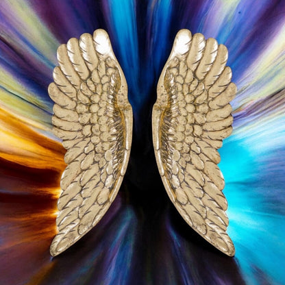 Gold Angel Wings - Elegant Wall Decor with Glitter Finish