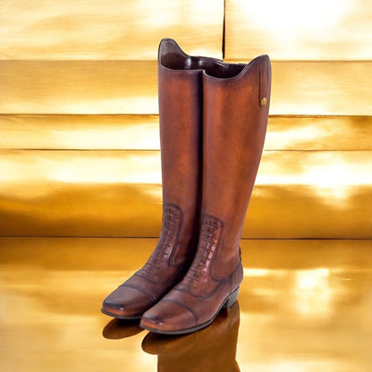Pair of Leather Look Boots Umbrella Stand/Planter - Chestnut Poly Resin