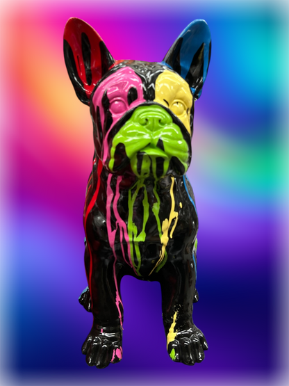 Frenchie Sculpture - Splash Painted Resin Figurine
