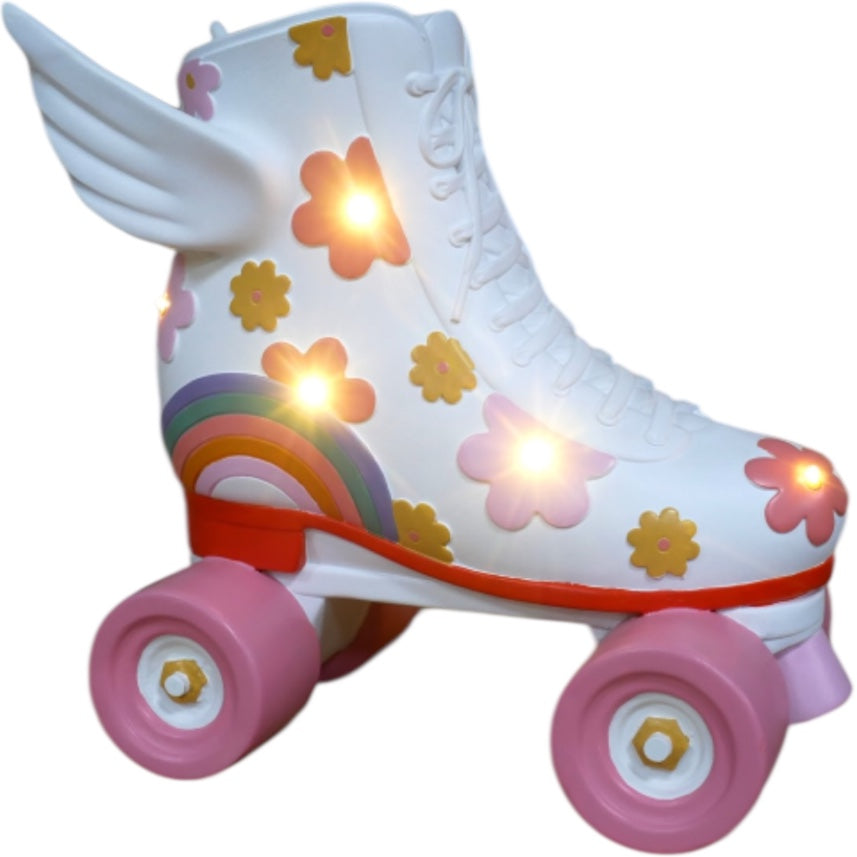 Light-Up Flowered Roller Skates Ornament - Colorful LED Decor for Home or Office