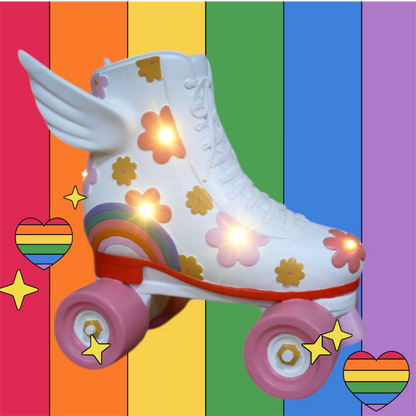 Light-Up Flowered Roller Skates Ornament - Colorful LED Decor for Home or Office