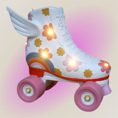 Light-Up Flowered Roller Skates Ornament - Colorful LED Decor for Home or Office