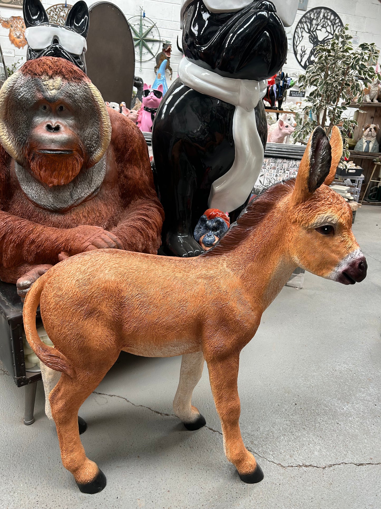 Large Brown Donkey Figure – 96cm Tall Decorative Animal Sculpture