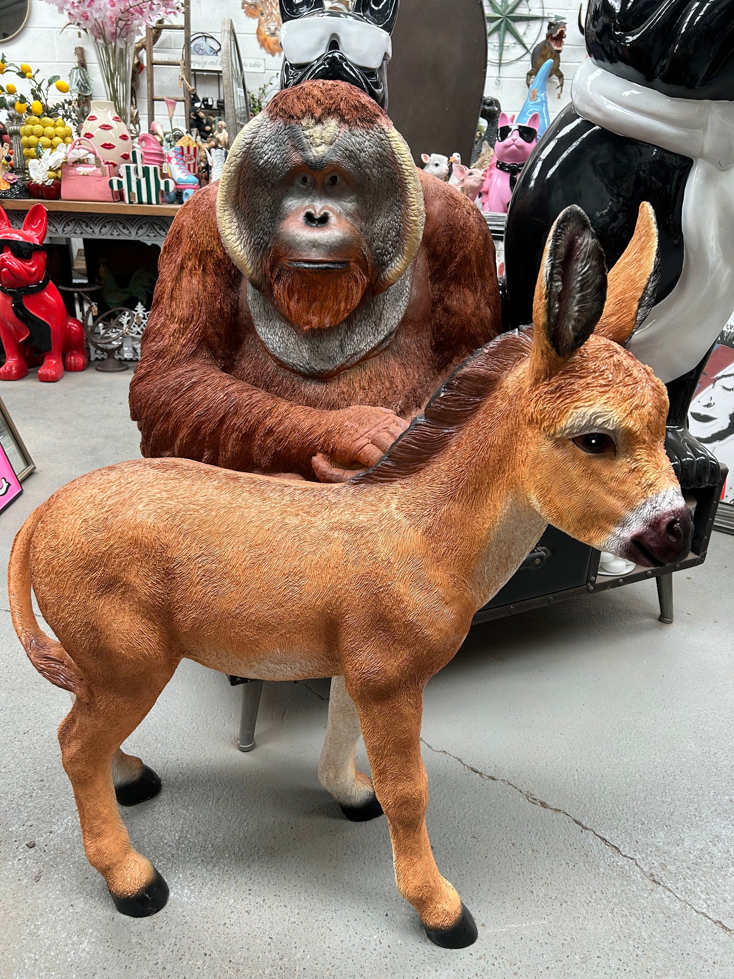 Large Brown Donkey Figure – 96cm Tall Decorative Animal Sculpture