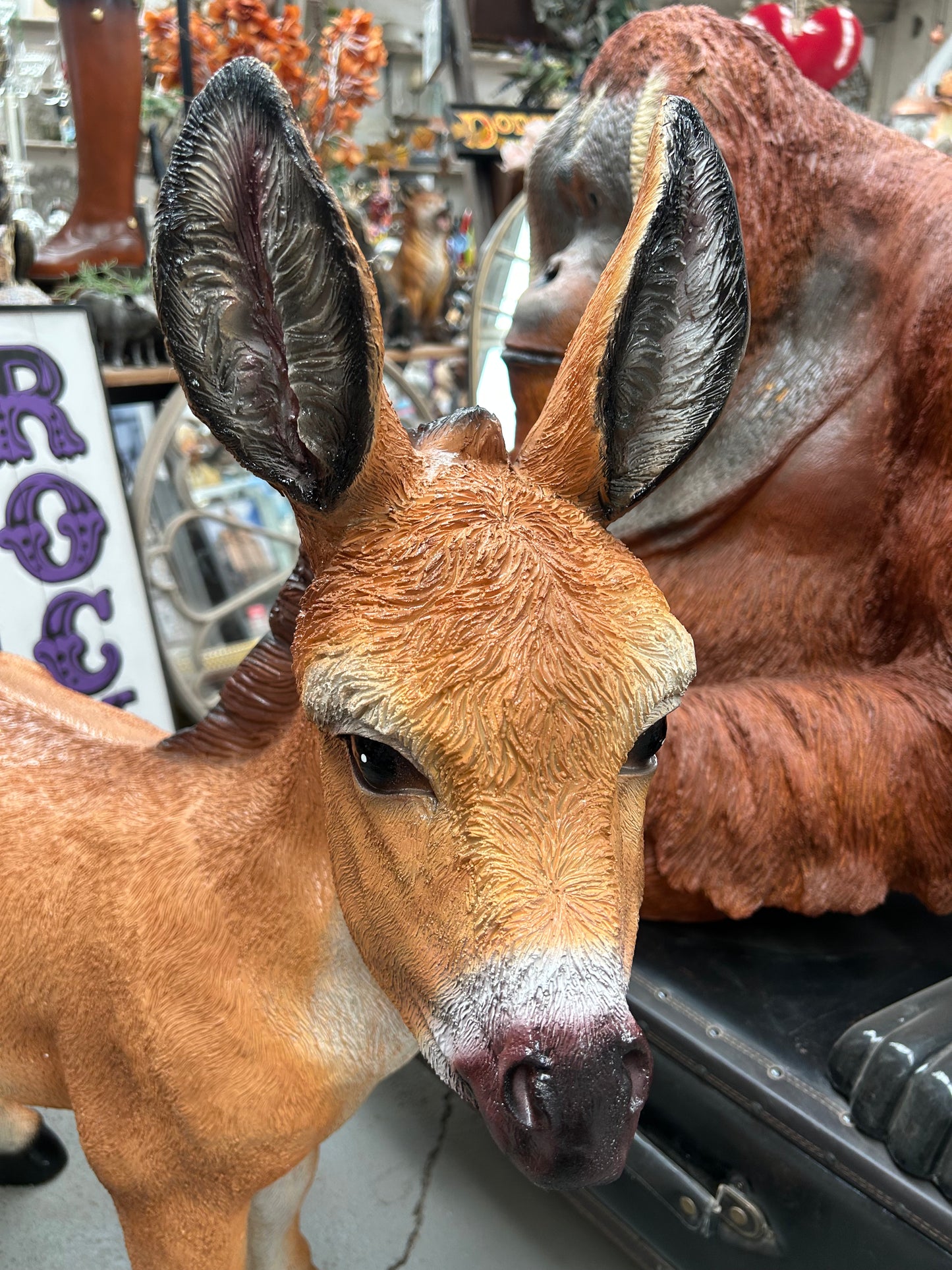 Large Brown Donkey Figure – 96cm Tall Decorative Animal Sculpture