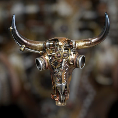 Steampunk Skull Ornament | Gothic Industrial Decor with Mechanical Detail