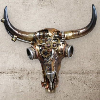 Steampunk Skull Ornament | Gothic Industrial Decor with Mechanical Detail