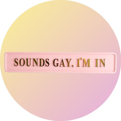 "Sounds Gay, I'm In" Sign - Pink and Gold MDF Wall Art