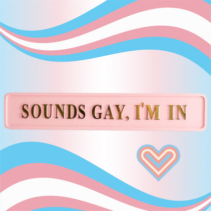 "Sounds Gay, I'm In" Sign - Pink and Gold MDF Wall Art