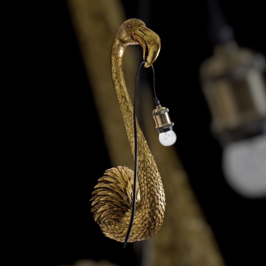 Gold Flamingo Head Wall Light – Elegant and Unique Lighting Fixture