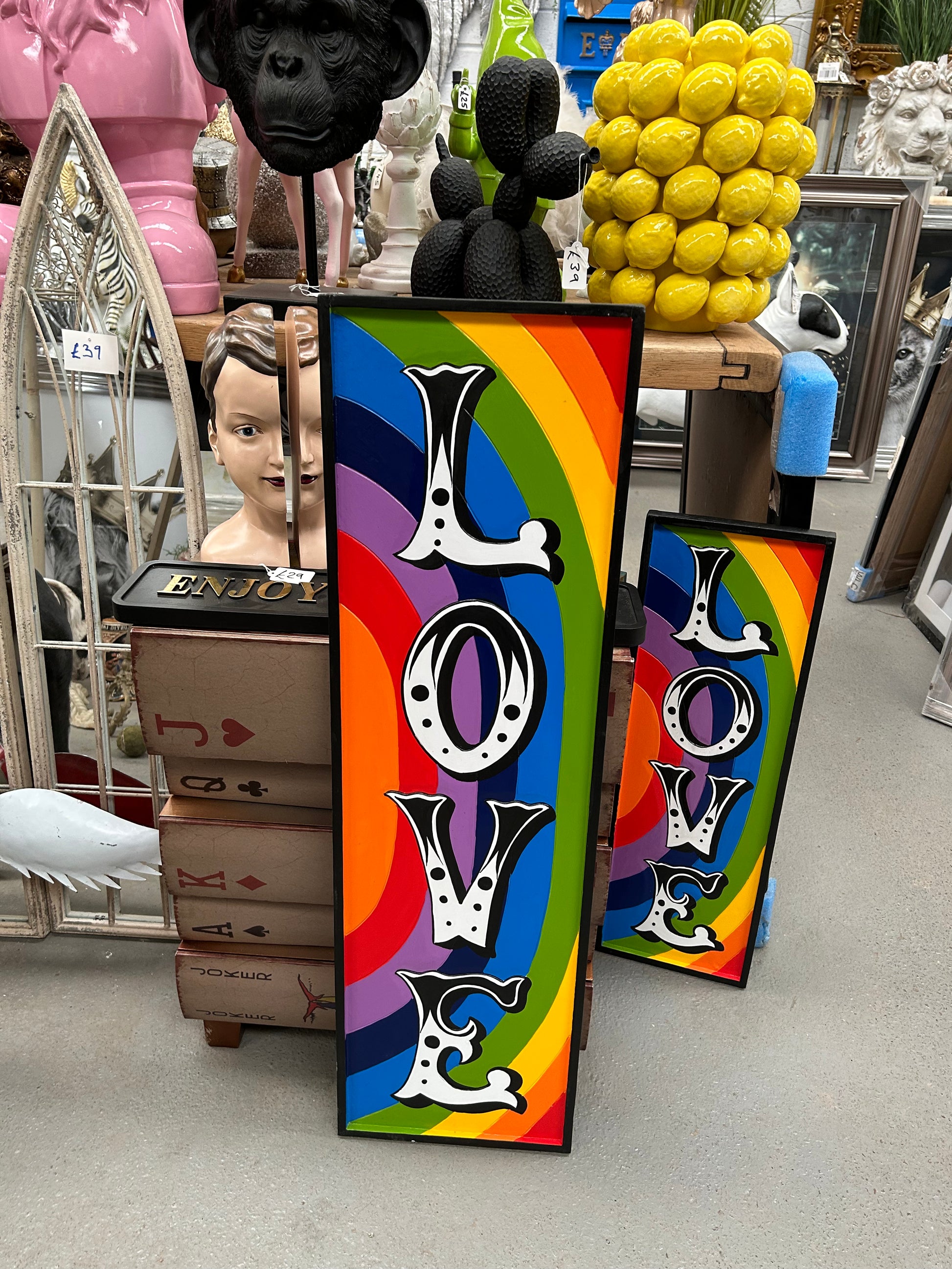 Rainbow "LOVE" Sign - Hand-Painted MDF Wall Art | Sign of the times Stoke