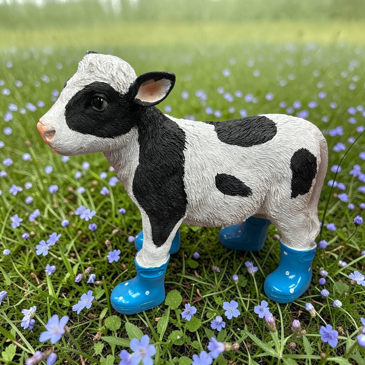 Calf with Blue Wellies – Resin Cow Ornament | Quirky Animal Décor