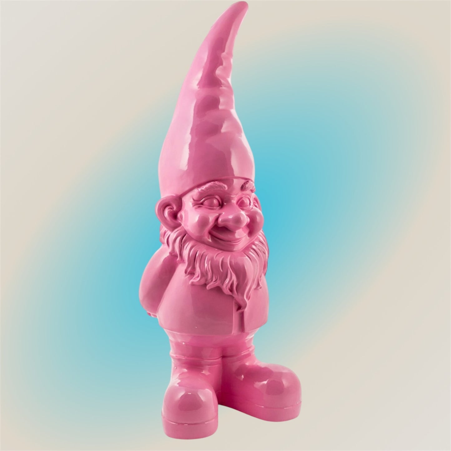 Giant Pink Standing Gnome Figure - Joyful Garden or Home Decor