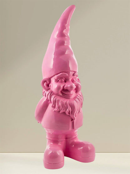 Giant Pink Standing Gnome Figure - Joyful Garden or Home Decor