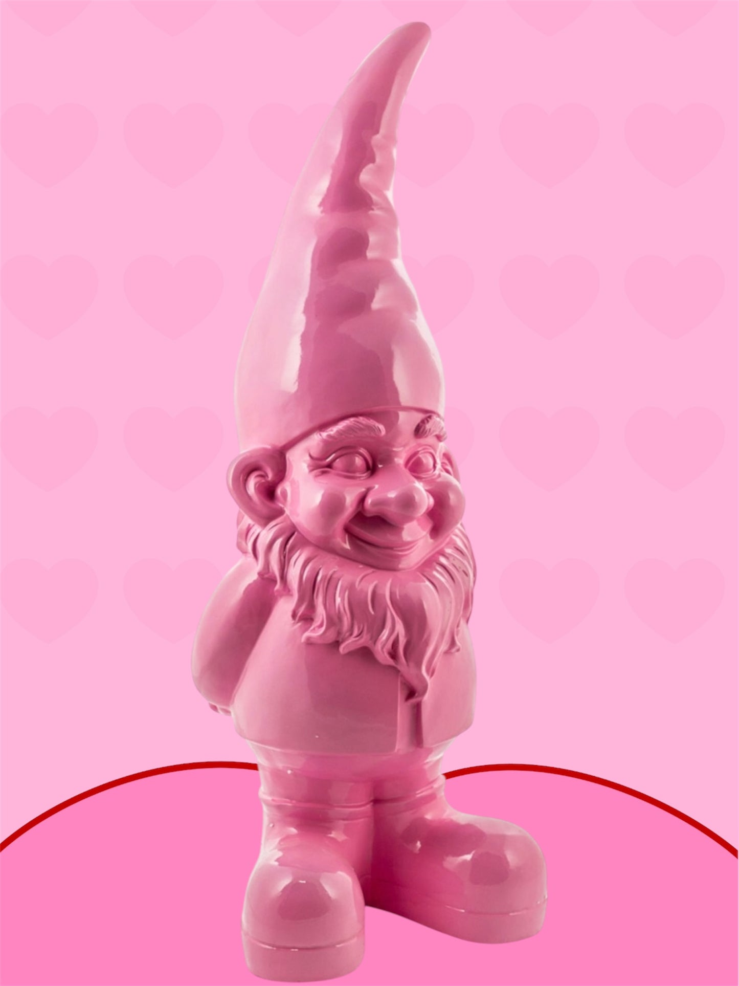 Giant Pink Standing Gnome Figure - Joyful Garden or Home Decor
