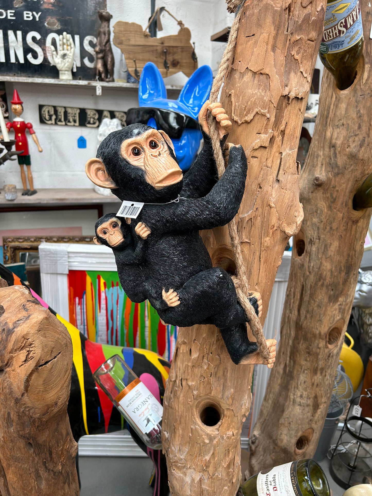 Hanging Monkey & Baby - Adorable Resin Figurine | Sign of the times Stoke